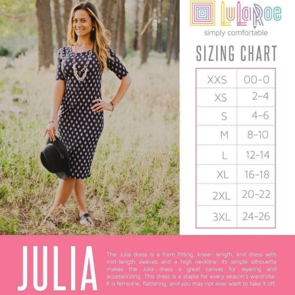 NWT LuLaroe Julia Dress Black Red Midi Dress Size Medium Geometric Whimsigoth - Picture 6 of 6